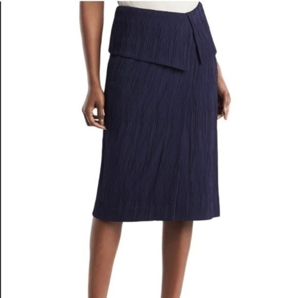 MM Lafleur Montgomery Pleated Skirt 6 NWT Navy Blue